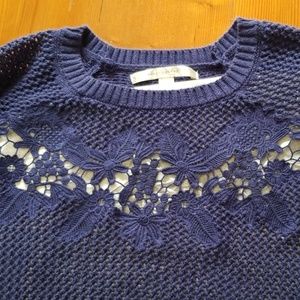 Open weave flower sweater